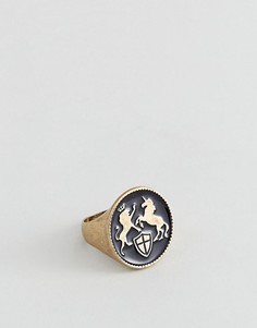 Золотистое кольцо-печатка с крестом ASOS DESIGN - Золотой