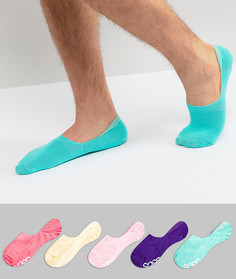 Набор из 5 пар невидимых носков (ярких цветов / с логотипом на подошве) ASOS - Мульти