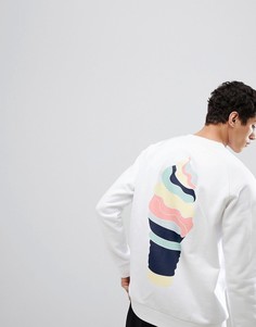 Белый свитшот с принтом на спине adidas Originals HZA Valley DN9088 - Белый