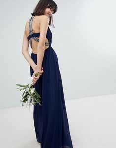 Платье макси с декоративной отделкой TFNC - Темно-синий