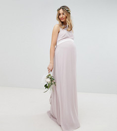 Платье макси с бантом сзади TFNC Maternity - Коричневый