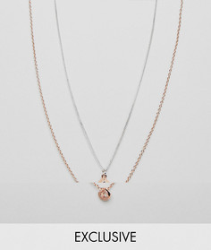 2 ожерелья с подвесками (серебристое/розово-золотистое) Icon Brand эксклюзивно для ASOS - Серебряный