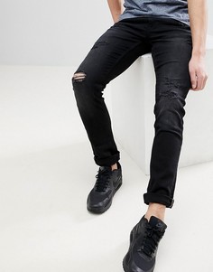 Черные выбеленные состаренные джинсы узкого кроя Blend Jet - Черный