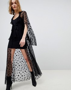 Платье из прозрачной сетки со звездами Anna Sui - Черный