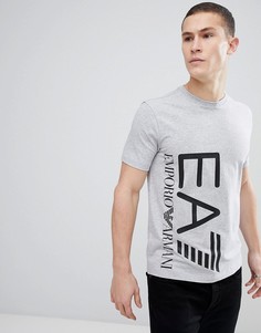 Серая футболка классического кроя с логотипом EA7 - Серый