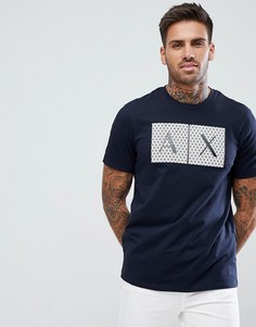 Темно-синяя узкая футболка с логотипом Armani Exchange - Темно-синий