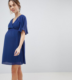 Платье мини с расклешенными рукавами ASOS MATERNITY - Темно-синий