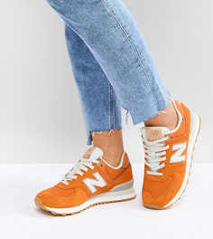 Оранжевые замшевые кроссовки New Balance 574 - Оранжевый