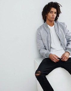 Узкий двусторонний бомбер с принтом Alpha Industries MA-1 TT Nasa 2 - Серебряный