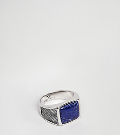 Серебряное кольцо-печатка с синим камнем Seven London - Серебряный