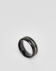 Серебристо-черное кольцо Seven London - Черный