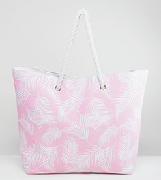 Розовая пляжная сумка с принтом листьев South Beach - Розовый