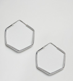 Серебряные серьги-кольца шестиугольной формы Kingsley Ryan - Серебряный