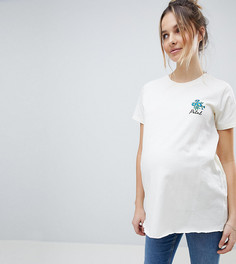 Футболка с цветочной вышивкой ASOS MATERNITY - Кремовый