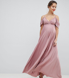 Платье макси для беременных с открытыми плечами и плиссировкой ASOS DESIGN - Мульти