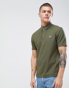 Поло цвета хаки из пике с оксфордским воротником Fred Perry - Зеленый