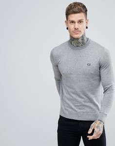 Серый хлопковый джемпер с круглым вырезом Fred Perry - Серый