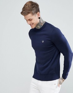 Темно-синий хлопковый джемпер с круглым вырезом Fred Perry - Темно-синий