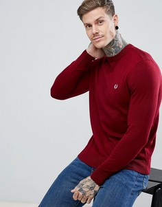 Бордовый хлопковый джемпер с круглым вырезом Fred Perry - Красный
