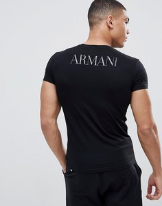 Черная облегающая футболка с крупным логотипом Emporio Armani - Черный