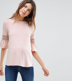 Свободный топ со вставками из кроше на рукавах ASOS MATERNITY NURSING - Розовый