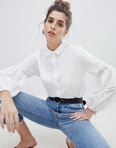 Рубашка с пышными рукавами Neon Rose - Белый