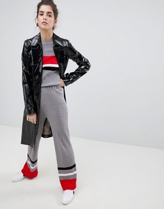 Трикотажные брюки с полосками колор блок Neon Rose - Серый