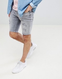 Серые джинсовые шорты с прорехами River Island - Серый