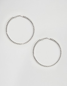 Броские серьги-кольца со стразами DesignB London - Серебряный