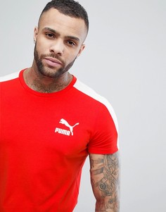 Красная футболка с полосками Puma Archive T7 57501542 - Красный