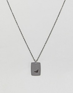 Серебристое ожерелье с армейским жетоном Emporio Armani - Серебряный