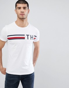 Белая футболка с логотипом и полосами Tommy Hilfiger - Белый