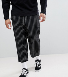 Свободные укороченные брюки в полоску Reclaimed Vintage Inspired PLUS - Черный