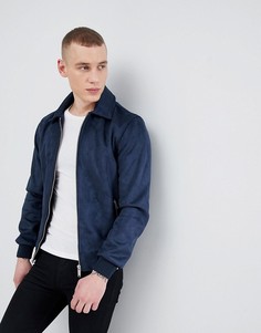 Темно-синяя куртка Харрингтон из искусственной замши River Island - Темно-синий