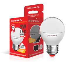 Лампа SUPRA SL-LED-ECO-G45, 5Вт, 400lm, 25000ч, 3000К, E27, 1 шт. [10226]