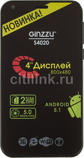 Смартфон GINZZU S4020, черный