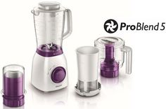 Блендер PHILIPS HR2166/00, стационарный, белый/фиолетовый