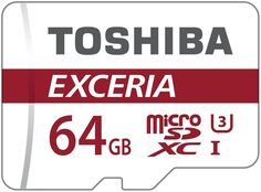 Карта памяти microSDXC UHS-I U3 TOSHIBA M302 64 ГБ, 90 МБ/с, Class 10, THN-M302R0640EA, 1 шт., переходник SD