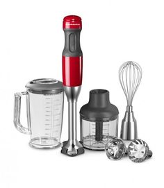 Блендер KITCHENAID 5KHB2571, погружной, серый/красный