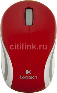 Мышь LOGITECH Mini M187 оптическая беспроводная USB, красный и серый [910-002732]