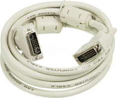 Кабель DVI NINGBO DVI-D Dual Link (m) - DVI-D Dual Link (m), ферритовый фильтр , 3м, блистер, серый [rd-dvi-3-br]