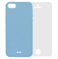 Аксессуар Чехол Krutoff BASEUS Colorful Case + пленка на переднюю панель для APPLE iPhone 5 Blue 47032