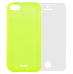 Аксессуар Чехол Krutoff BASEUS Colorful Case + пленка на переднюю панель для APPLE iPhone 5 Green 47034