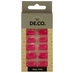 Набор накладных ногтей `DE.CO.` bright pink (24 шт + клеевые стикеры 24 шт) Deco
