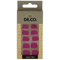 Набор накладных ногтей `DE.CO.` matt fuchsia (24 шт + клеевые стикеры 24 шт) Deco