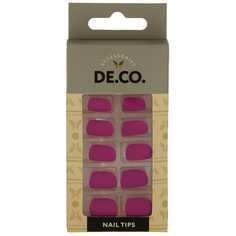 Набор накладных ногтей `DE.CO.` matt fuchsia (24 шт + клеевые стикеры 24 шт) Deco