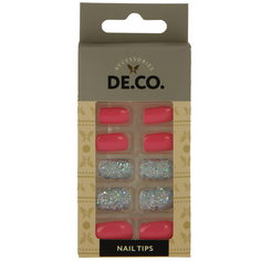 Набор накладных ногтей `DE.CO.` coral party (24 шт + клеевые стикеры 24 шт) Deco