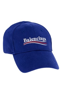 Синяя бейсболка с вышитым логотипом Balenciaga