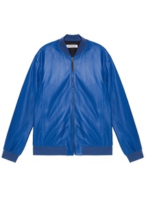 Куртка из синей перфорированной кожи Dirk Bikkembergs