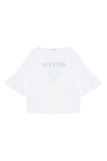 Хлопковая футболка с воланами на рукавах Vivetta